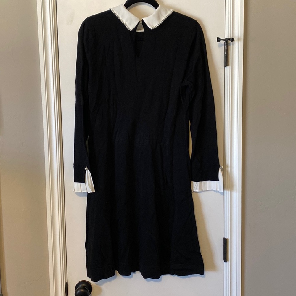 CeCe Sweater Dress with Pearl Collar